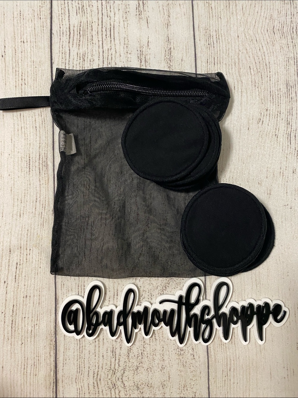 Reusable Make Up Removing Cotton Rounds with Washable Bag - Black, 15 count